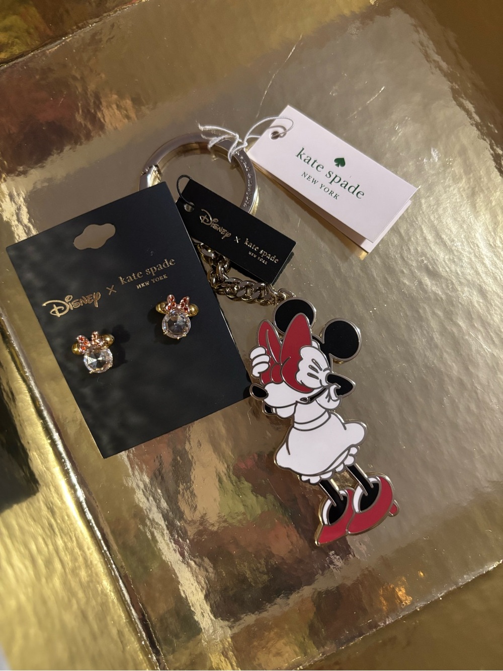 Disney x Kate Spade Minnie Mouse Keychain & Earrings Set